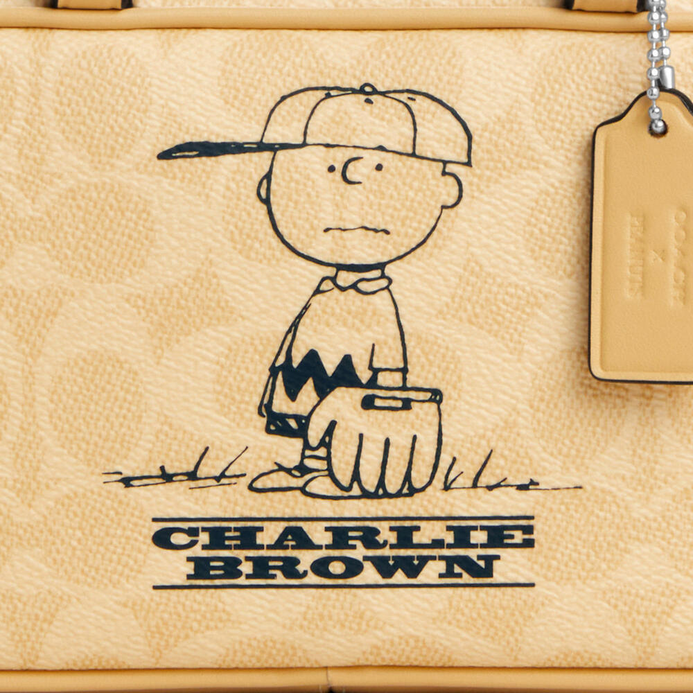 Coach X Peanuts Satchel Crossbody Bag In Signature Canvas With Charlie Brown - Picture 3 of 14